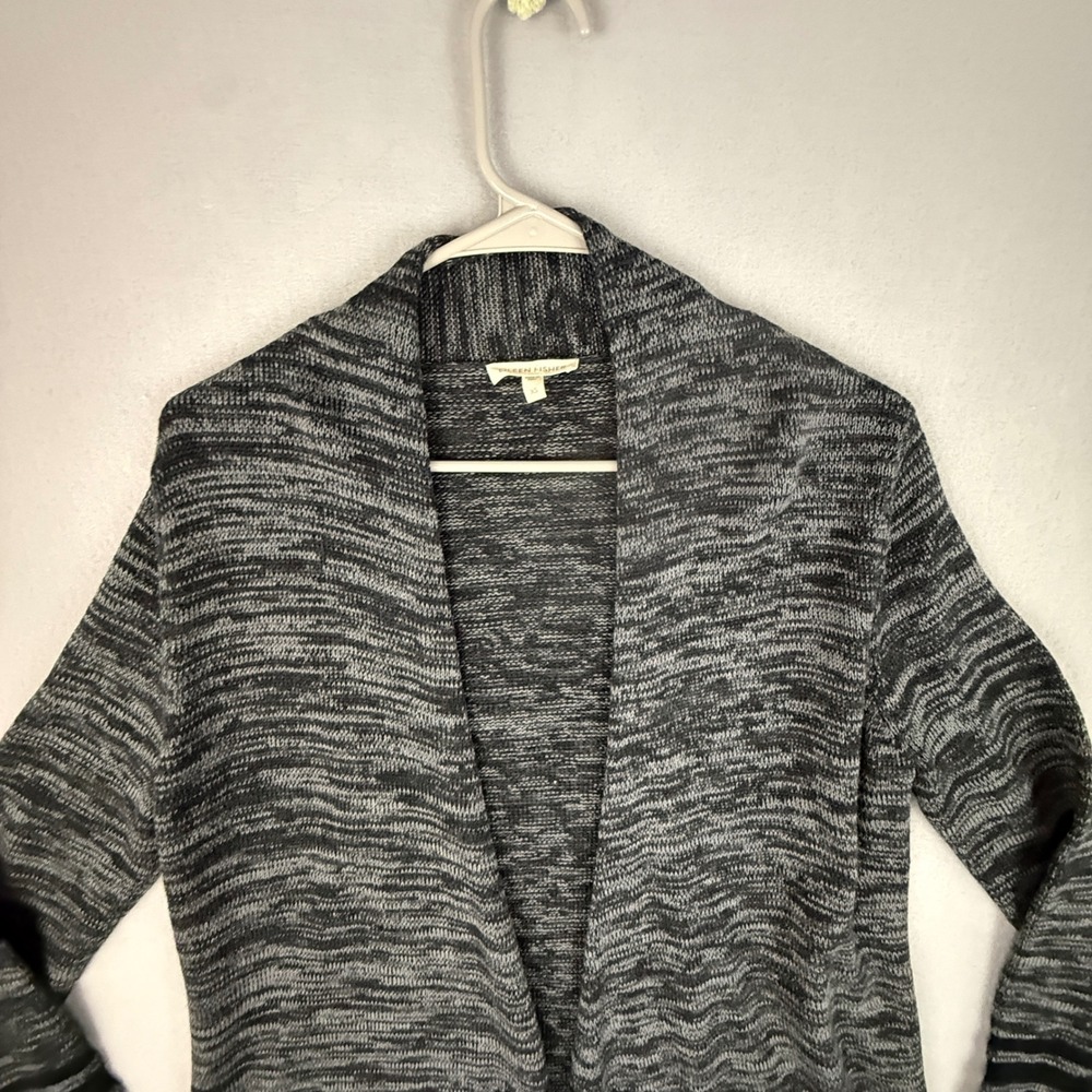 Eileen Fisher Sweater Womens XS Organic Cotton Open Front Cardigan Sweater Black - Picture 4 of 8